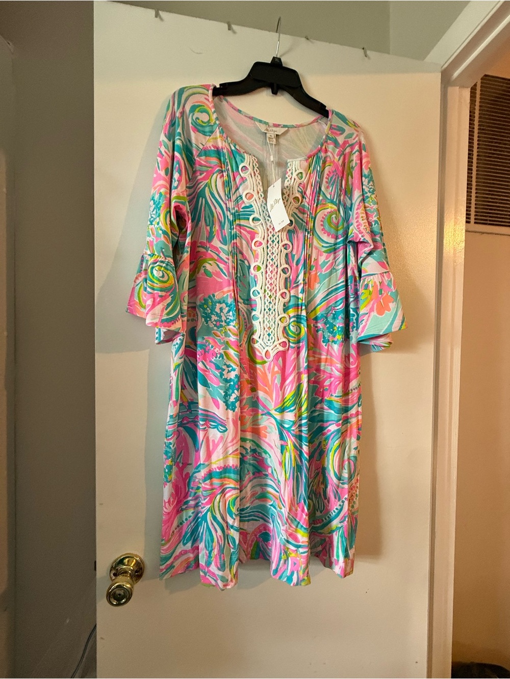 Lilly Pulitzer Pink & Teal Swirl Print Midi Dress